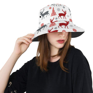 Deer tree snowflakes chrismas pattern Unisex Bucket Hat