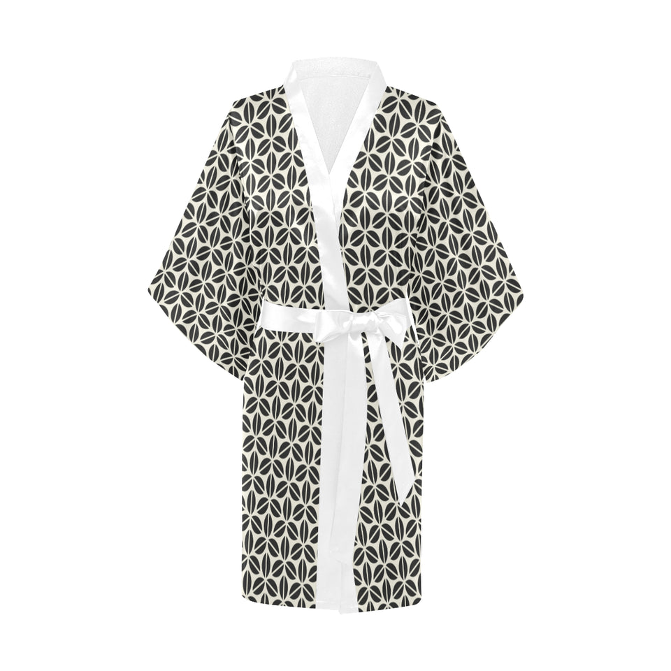 Coffee bean abstract modern pattern Women's Short Kimono Robe