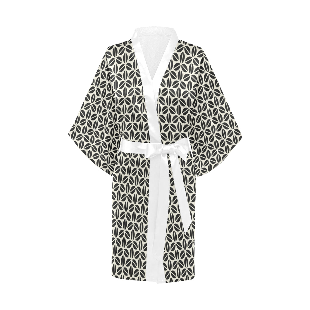 Coffee bean abstract modern pattern Women's Short Kimono Robe