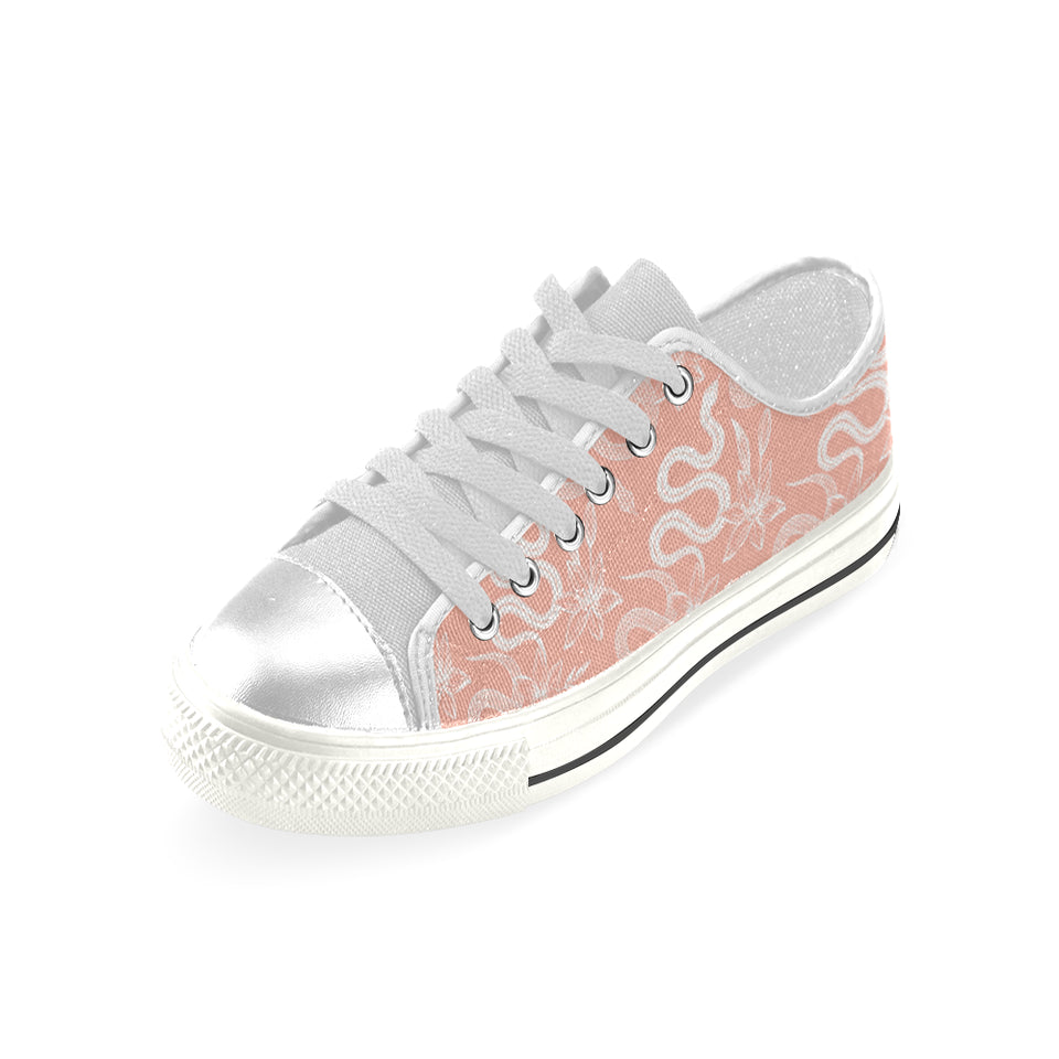 Snake lilies flower pattern Women's Low Top Canvas Shoes White