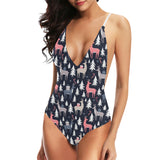 Deers Winter Christmas pattern Women's One-Piece Swimsuit