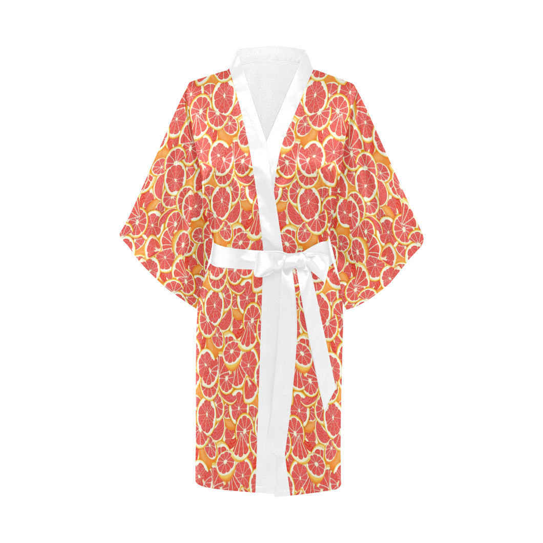 Tropical grapefruit pattern Women's Short Kimono Robe