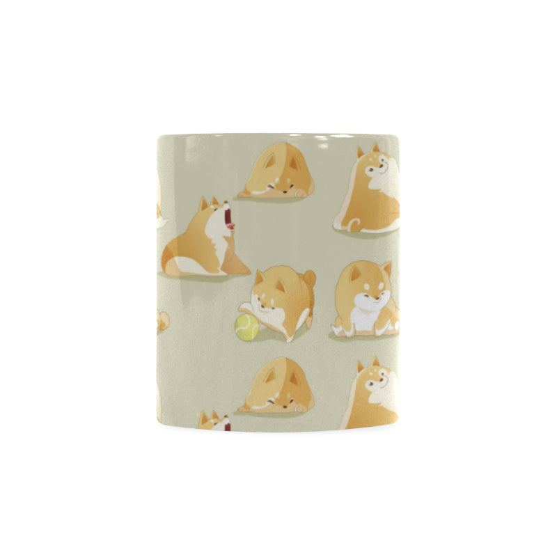 Cute fat shiba inu dog pattern Classical White Mug (Fulfilled In US)