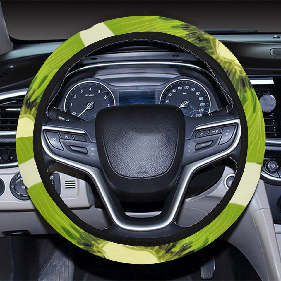 kiwi black dot background Car Steering Wheel Cover