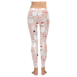 Cute snowman christmas tree snowpink background Women's Legging Fulfilled In US