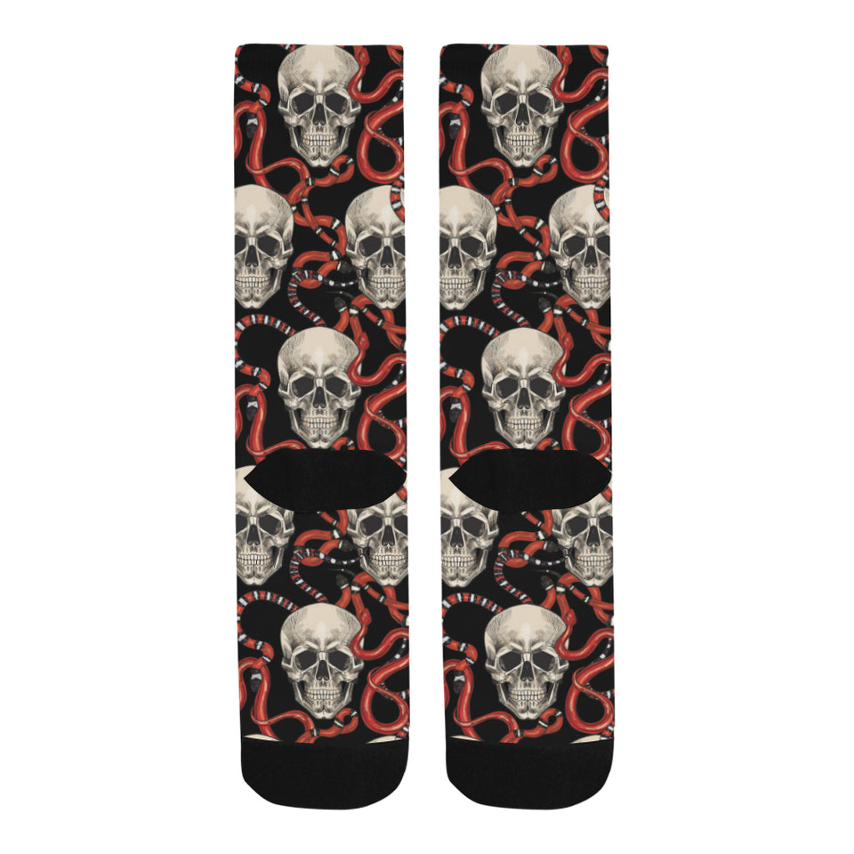 Red snake skull pattern Crew Socks