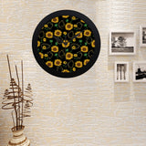 sunflower golden polygonal shapes Elegant Black Wall Clock
