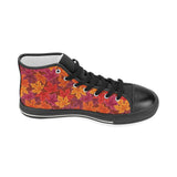 Autumn maple leaf pattern Women's High Top Canvas Shoes Black