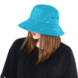 Airplane destinations blue background Unisex Bucket Hat