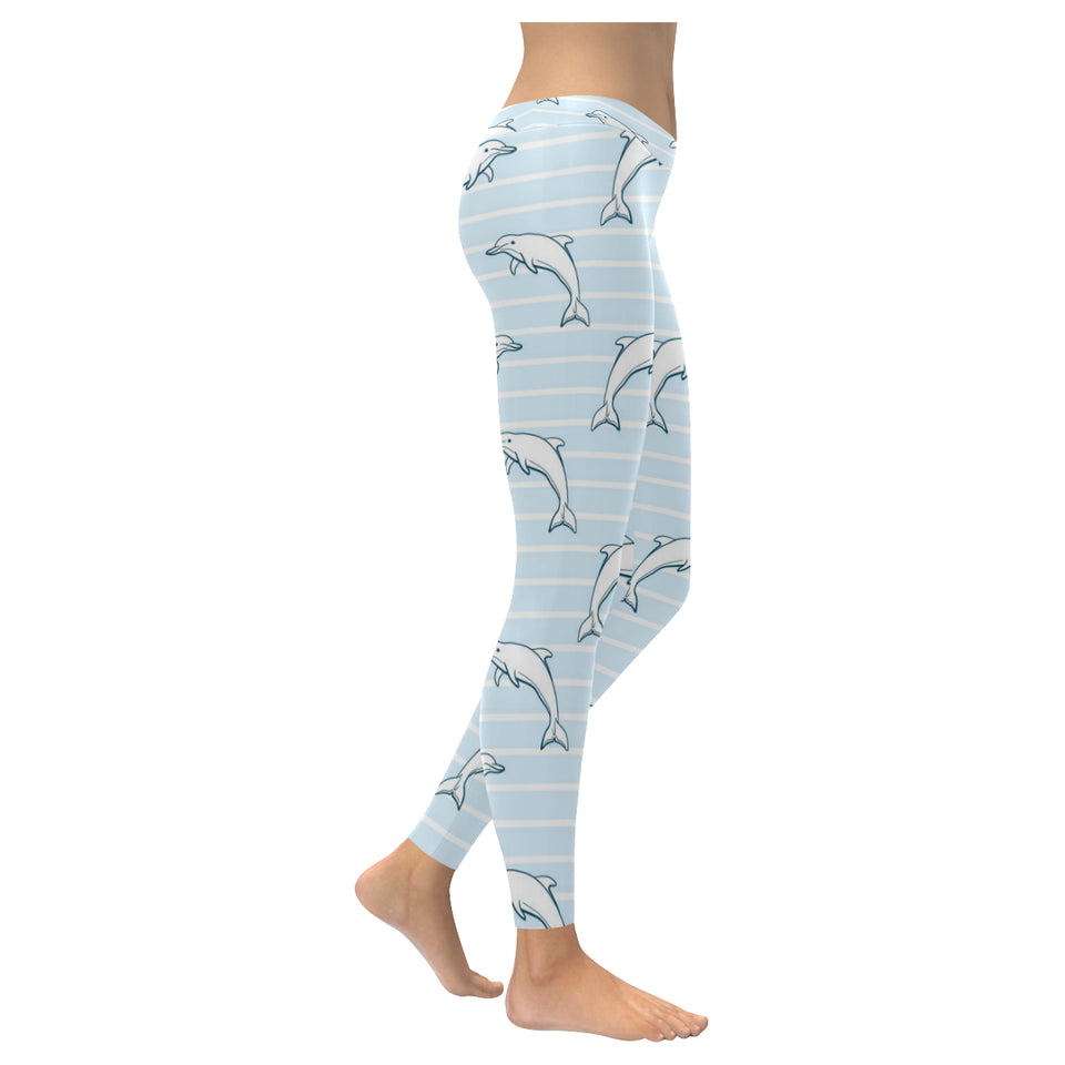 Dolphin blue striped background Women's Legging Fulfilled In US