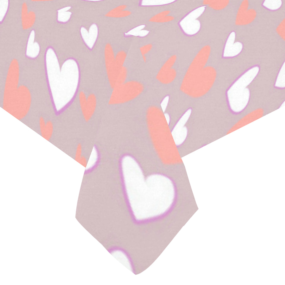 coral white heart pattern Tablecloth