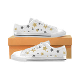 hand drawn gold black star pattern Men's Low Top Shoes White