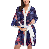 Red blue star pattern Women's Short Kimono Robe