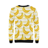 Banana pattern blackground Women's Crew Neck Sweatshirt