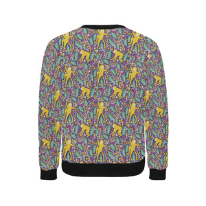 Cute yellow monkey leaves pattern Men's Crew Neck Sweatshirt