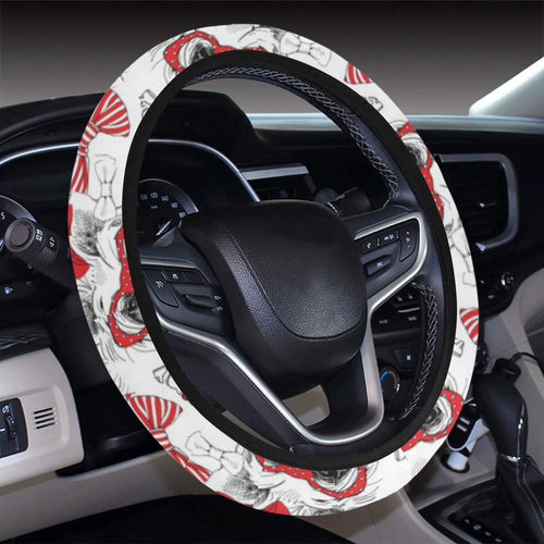 Yorkshire Terrier Pattern Print Design 04 Car Steering Wheel Cover