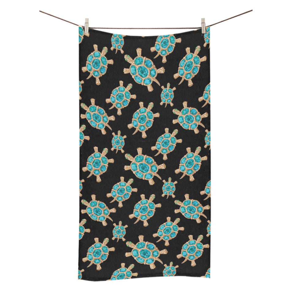 Sea turtle blue stone pattern Bath Towel