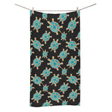 Sea turtle blue stone pattern Bath Towel