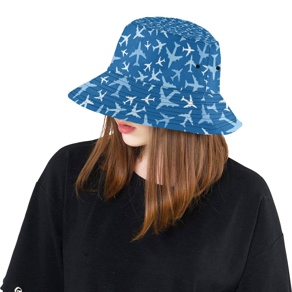Airplane pattern in the sky Unisex Bucket Hat