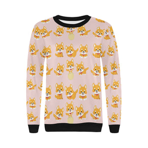 Cute shiba inu dog pattern Women's Crew Neck Sweatshirt