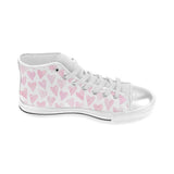Watercolor pink heart pattern Women's High Top Canvas Shoes White