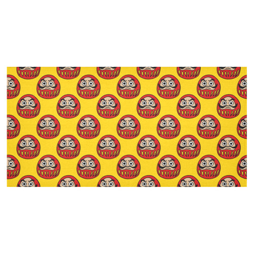 Daruma japanese wooden doll yellow background Tablecloth