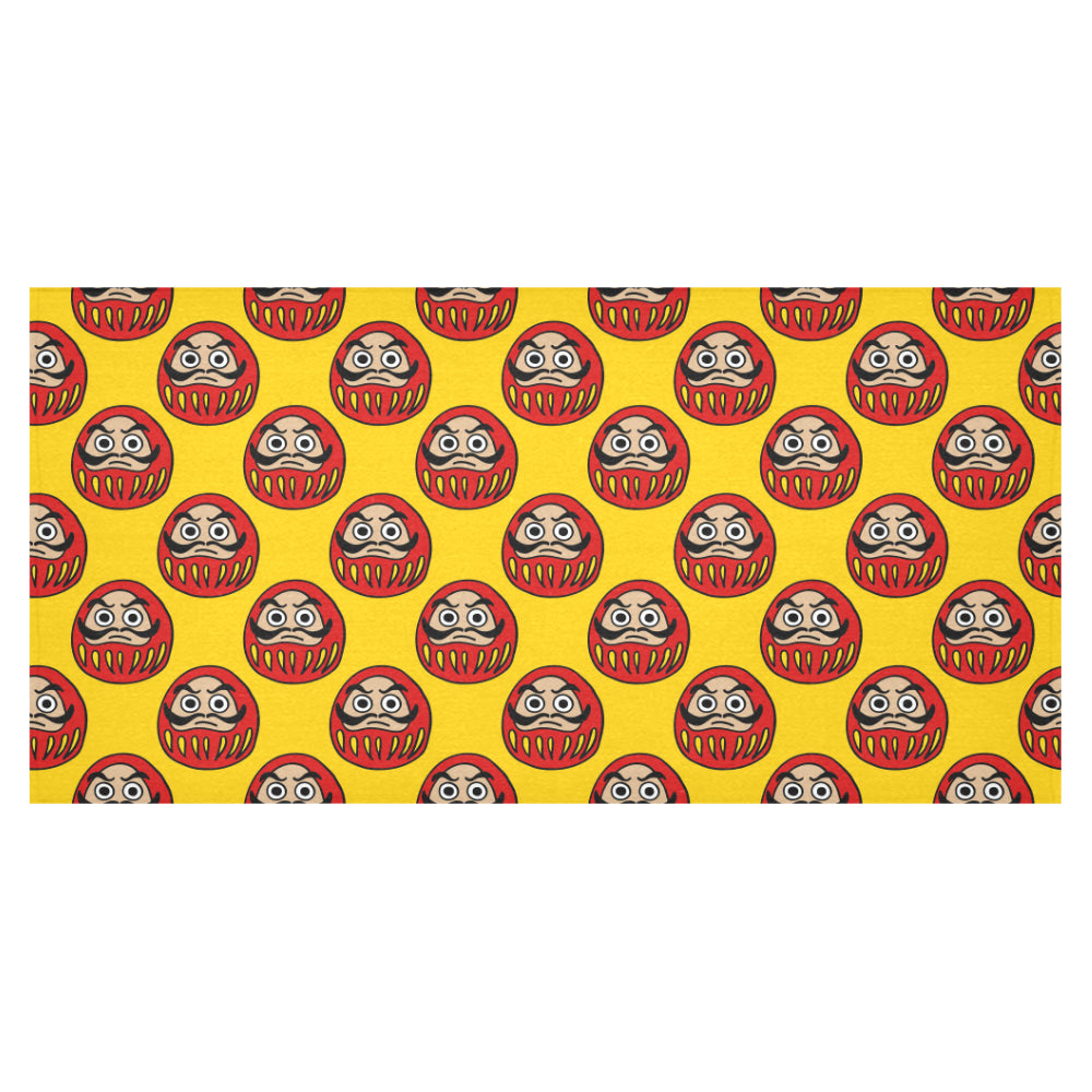 Daruma japanese wooden doll yellow background Tablecloth