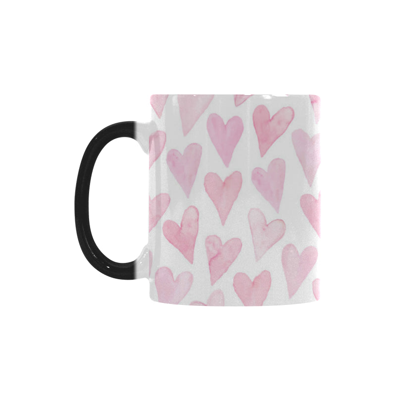 Watercolor pink heart pattern Morphing Mug Heat Changing Mug