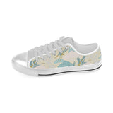 Bonsai bamboo stork japanese pattern cream theme Men's Low Top Shoes White