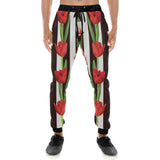 red and white tulips pattern Unisex Casual Sweatpants