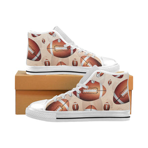 American football ball design pattern Men's High Top Canvas Shoes White