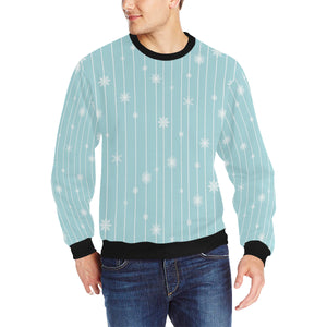 Snowflake pattern blue stripe background Men's Crew Neck Sweatshirt