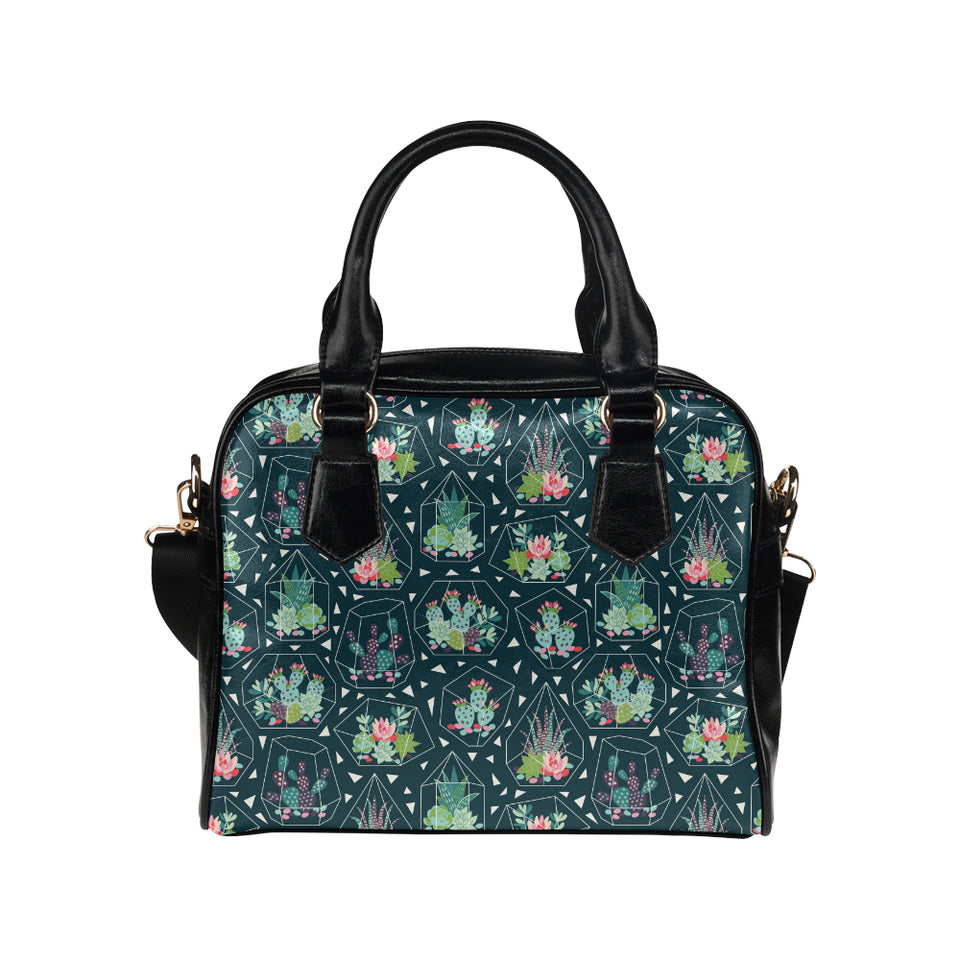 Cactus glass terrarium pattern Shoulder Handbag