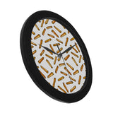 French fries potato pattern Elegant Black Wall Clock