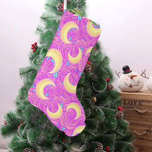 Moon pink rose background Christmas Stocking