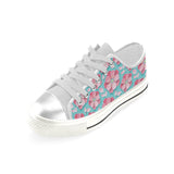 3D sakura cherry blossom pattern Women's Low Top Canvas Shoes White