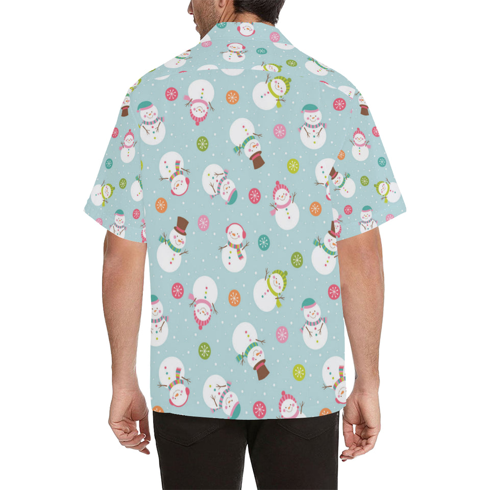 Cute snowman snowflake pattern Men's All Over Print Hawaiian Shirt