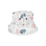 Black Gray Cream coral ginkgo leaves pattern Unisex Bucket Hat
