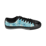 Blue starfish coral reef pattern Men's Low Top Canvas Shoes Black