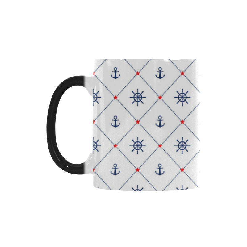 Anchor rudder nautical design pattern Morphing Mug Heat Changing Mug