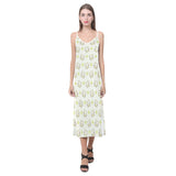 Cute cartoon frog baby pattern V-Neck Open Fork Long Dress