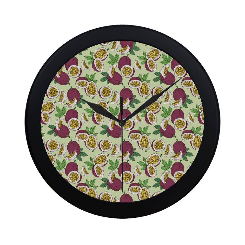 Paassion fruit pattern Elegant Black Wall Clock