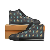 Deers star tree pattern Women's High Top Canvas Shoes Black