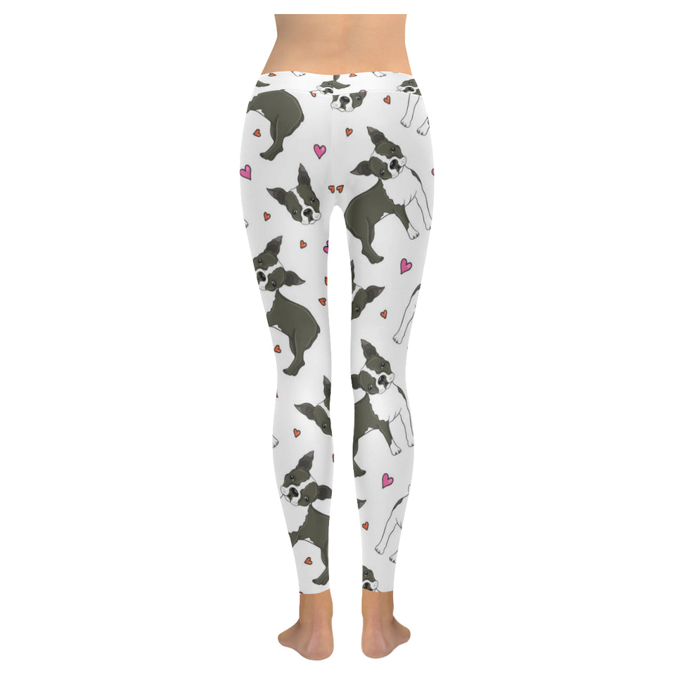 Boston terrier dog hearts vector pattern Women's Legging Fulfilled In US
