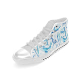 Watercolor dolphin pattern Men's High Top Canvas Shoes White