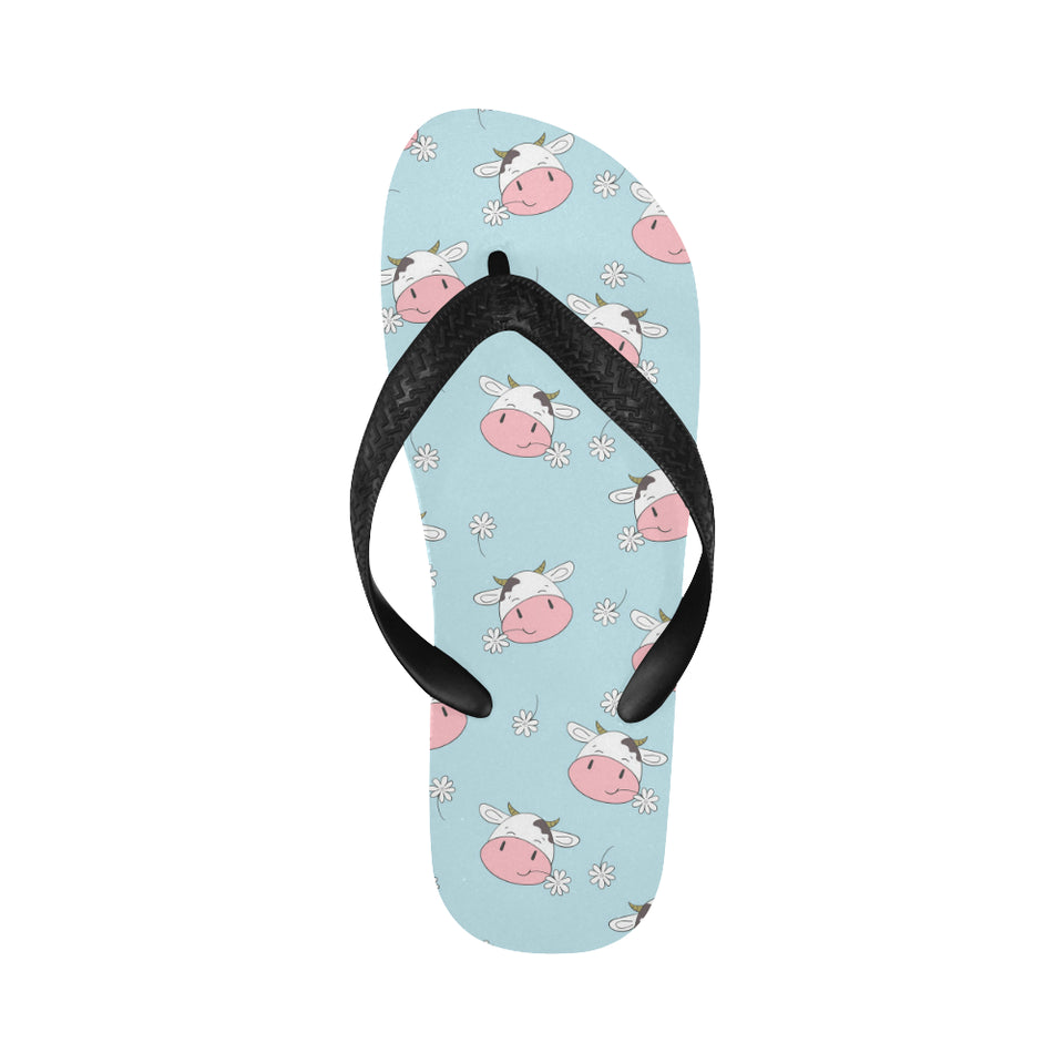 Cute cow flower pattern Unisex Flip Flops