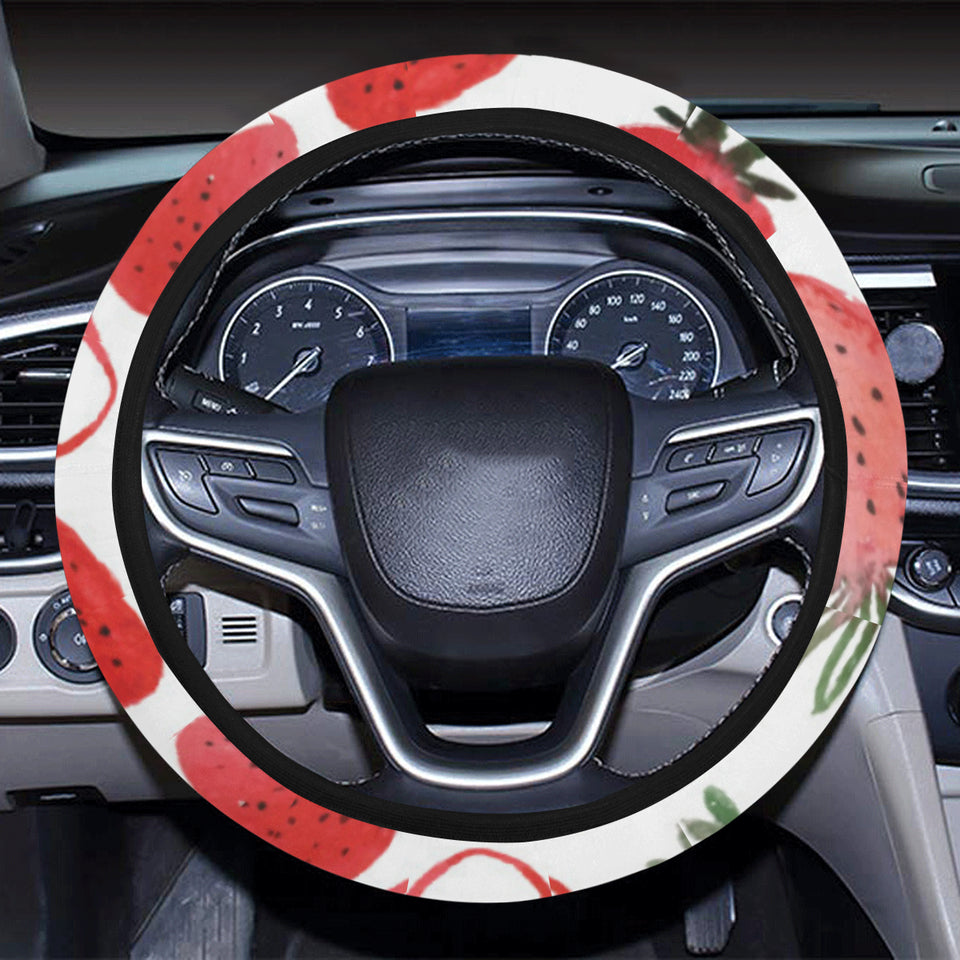 watercolor hand drawn beautiful strawberry pattern Car Steering Wheel Cover