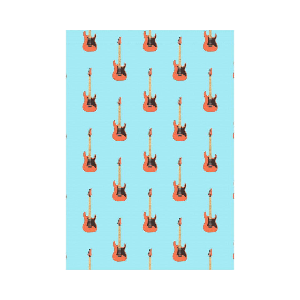 electric guitar pattern light blue background House Flag Garden Flag