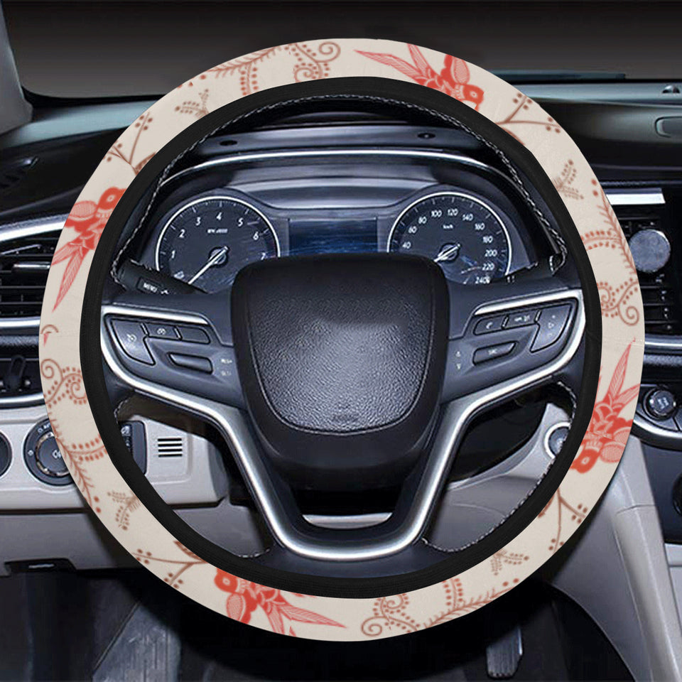 Swallow Pattern Print Design 01 Car Steering Wheel Cover