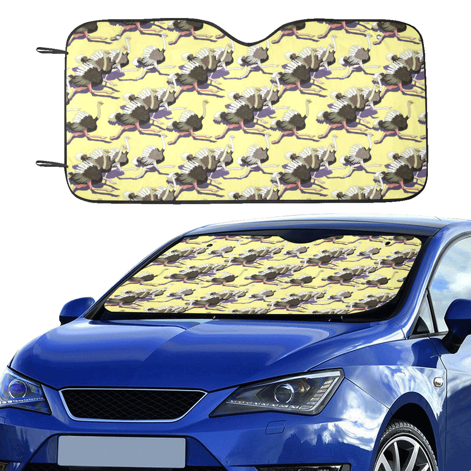 Ostrich Pattern Print Design 04 Car Sun Shade